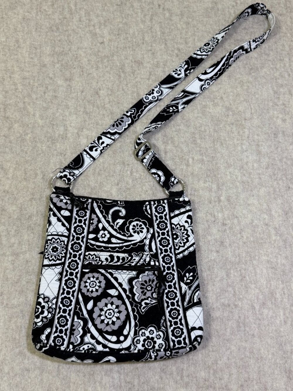 Vera Bradley Night & Day Hipster Crossbody Black White Retired Quilted